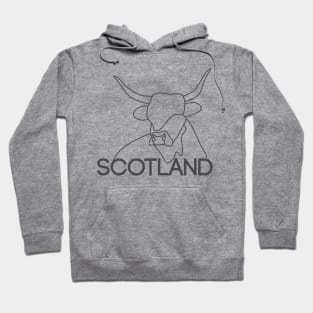 Scottish Highland Cow Continuous Line Drawing (Grey) Hoodie